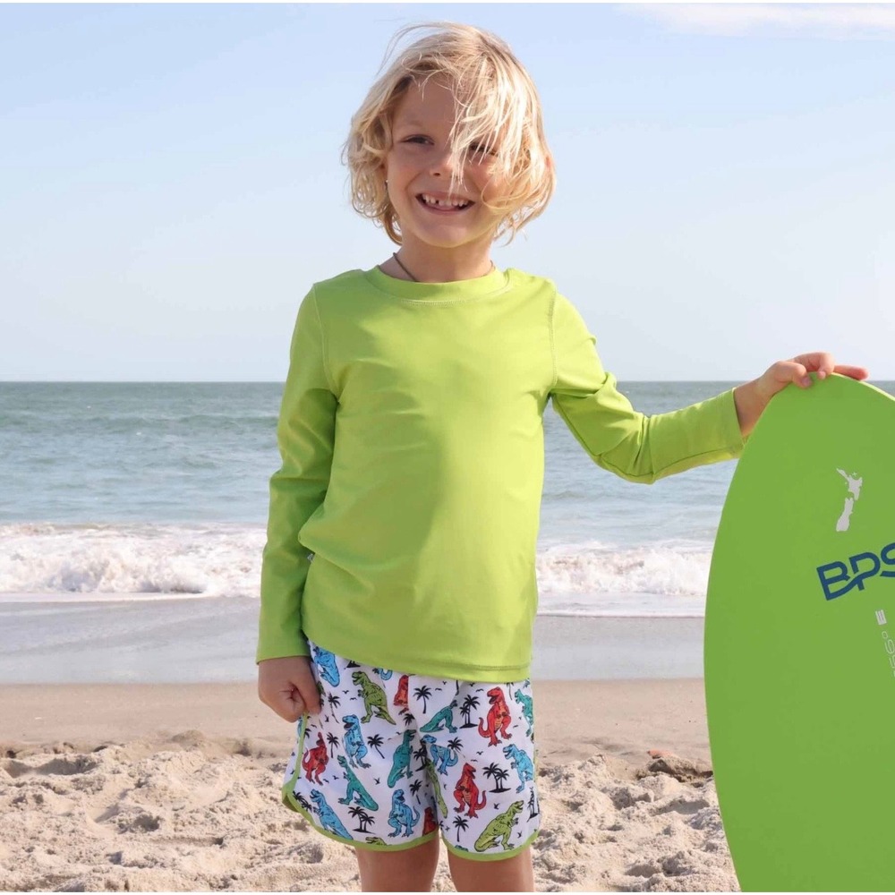 Caden Lane Long Sleeve Rash Guard Shirt Lime Green Size 7/8 NWT